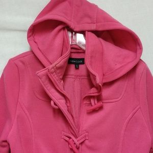 Girls - Pink Hooded Fleece-like Jacket - Large